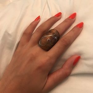 Handmade Wood Ring with silver accents